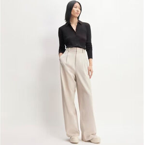 Everlane Way High Drape Pant Wide Leg Hi-Rise Sandstone Women 12S Short NWT